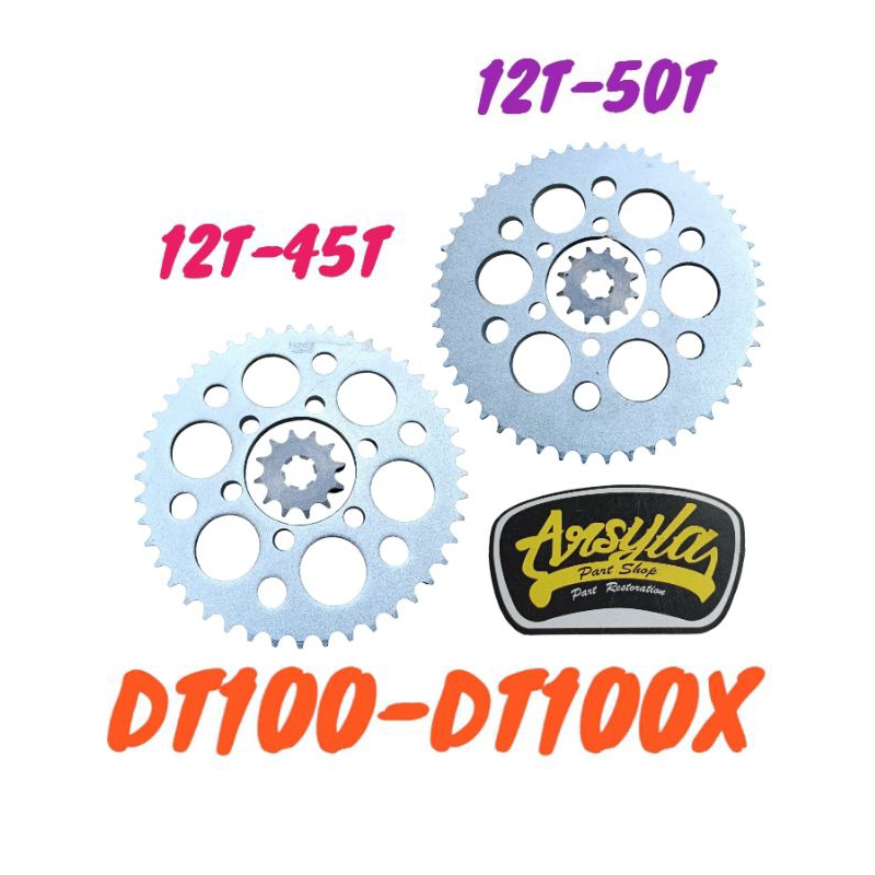 gear gir set Yamaha dt 100 dt100 DT 100 DTX  12T-45T-428 dan 12T-50T