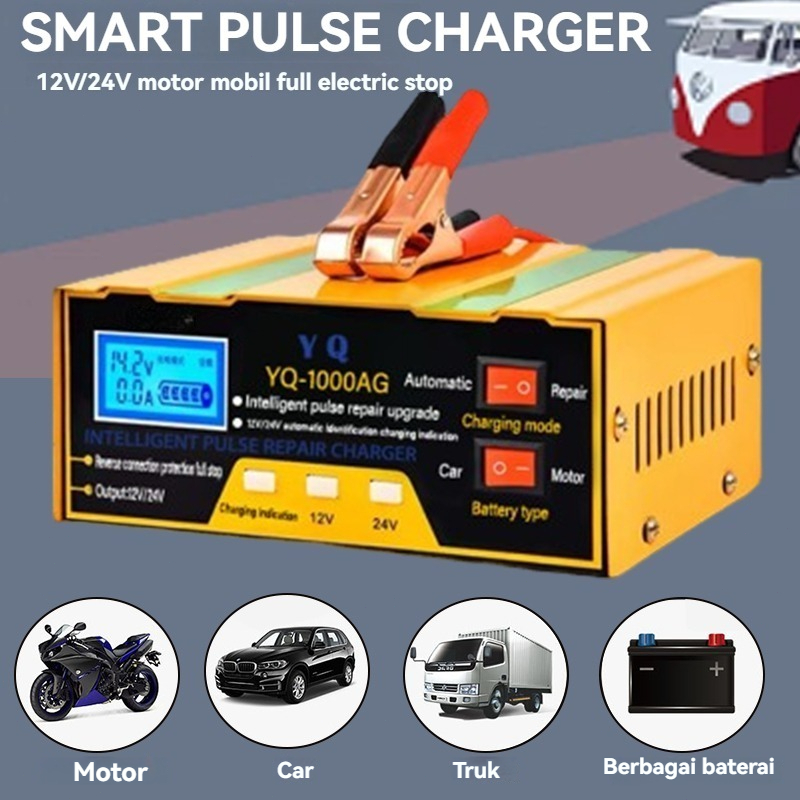 Charger Aki Mobil Motor 12V/24V 6-105AH Case Aki Mobil/Aki Case/Aki Charger/Alat Case Aki Mobil/Case
