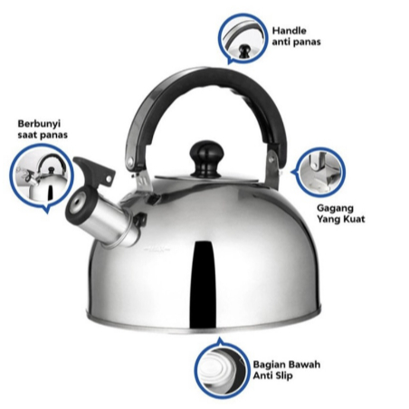 QAZ1 Teko Siul Stainless Steel Kettle Ceret Air Teko Air Panas Stainless 3 4 5 Liter
