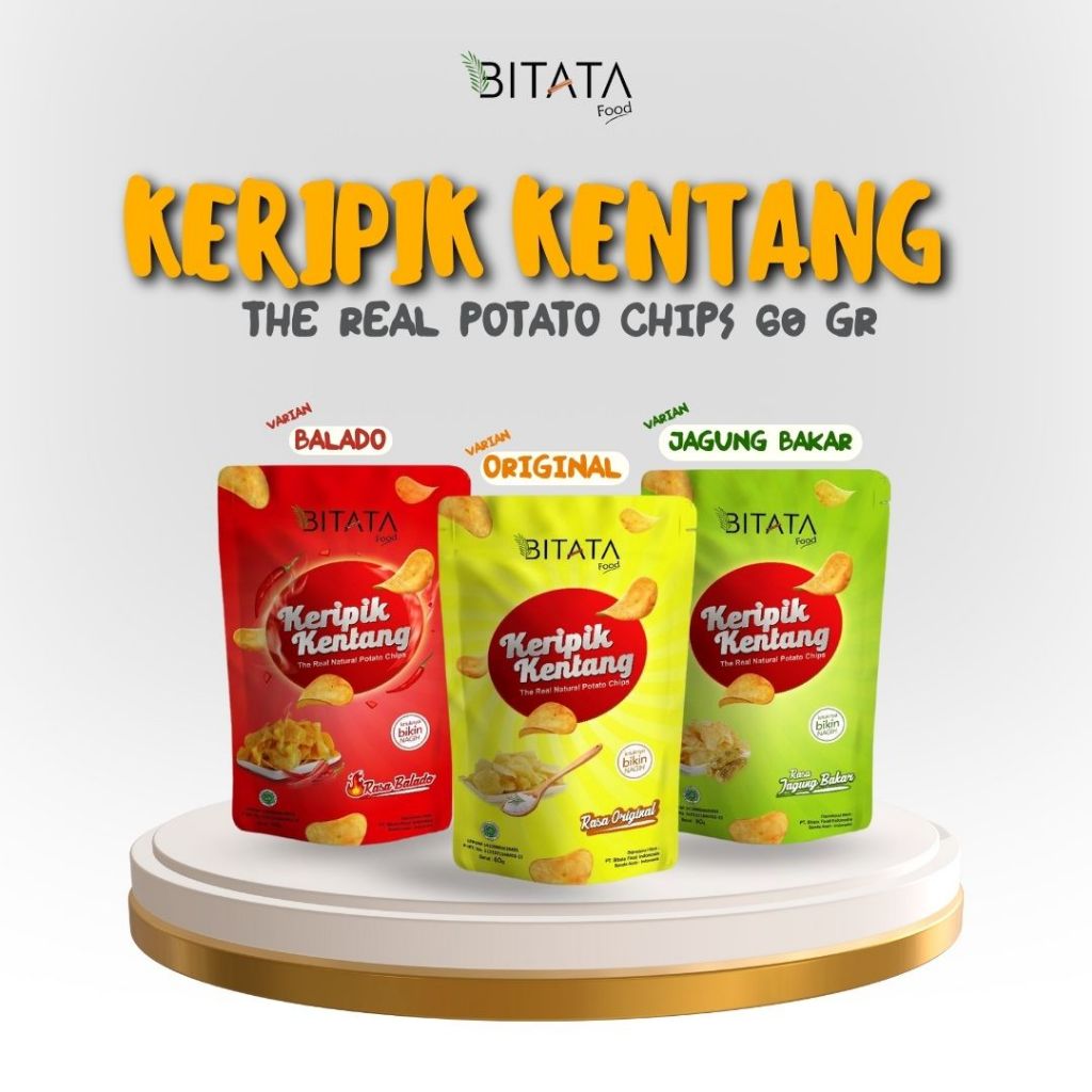 

BITATA Keripik Kentang Premium The Real Potato Chips 60 gr