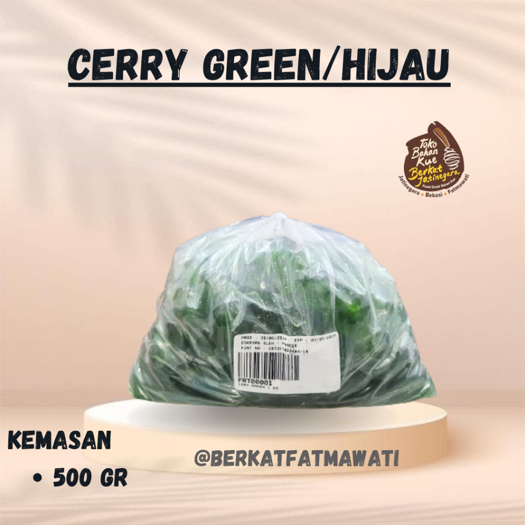 

CERY GREEN BUAH MANISAN / CERRY HIJAU KEMASAN 500 GRAM
