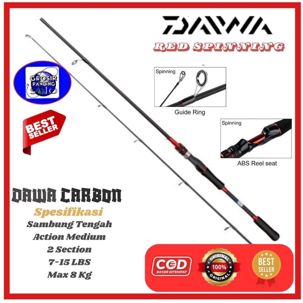 Joran PANCING DAWA RED SPINNING CARBON 180 cm murah COD Karbon