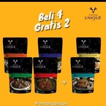 

Rendang Unique Beli 4 Bks + Gratis 1 Bks Rendang Daging Sapi + Rendang Telur Kripsi