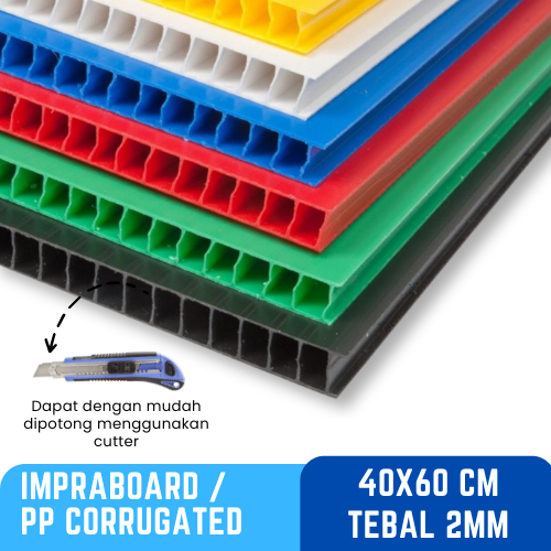 

Kilat Impraboard PP Corrugated Infraboard Tebal 2mm Ukuran 40x60cm