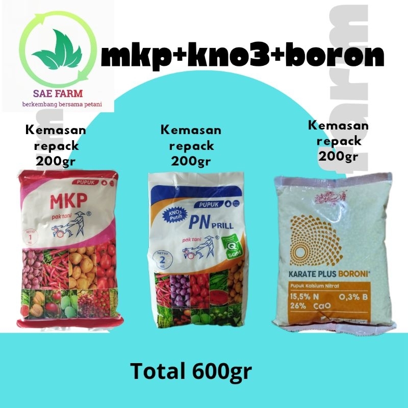 pupuk anggur buah MKP KNO3 PN total 600gr