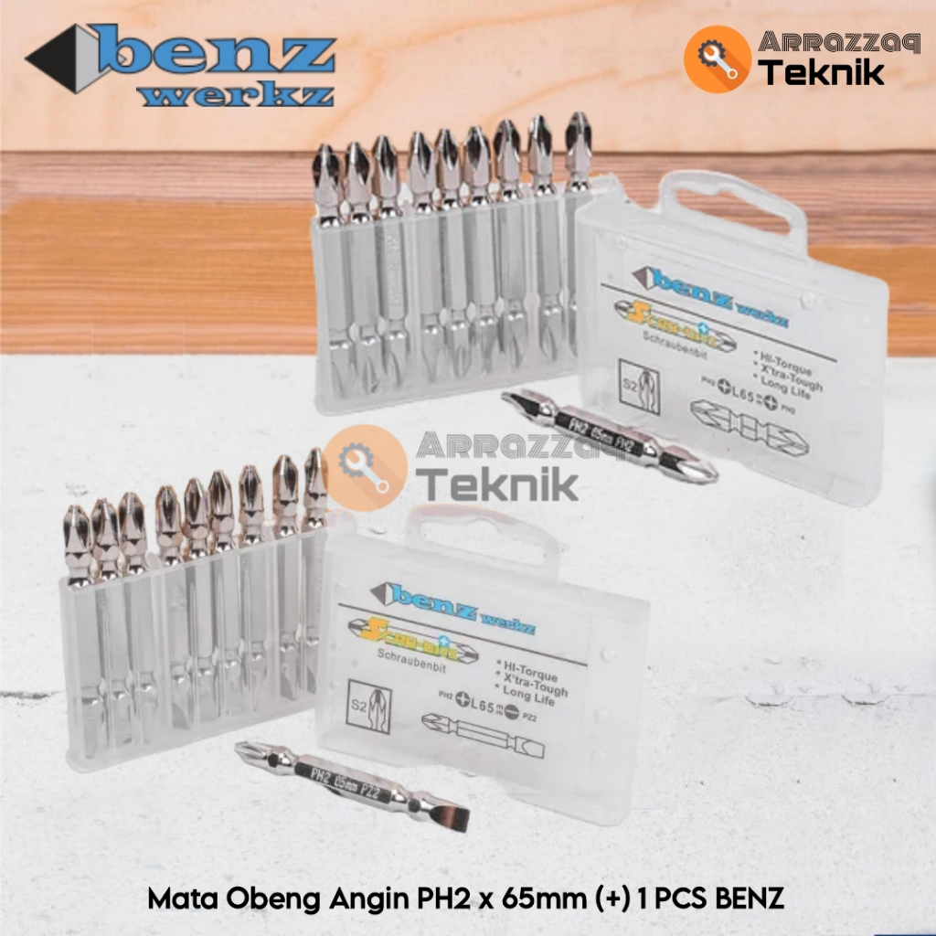 BENZ Mata Obeng Angin PH2 x 65mm (+) - Mata Obeng Bolak Balik 1 PCS