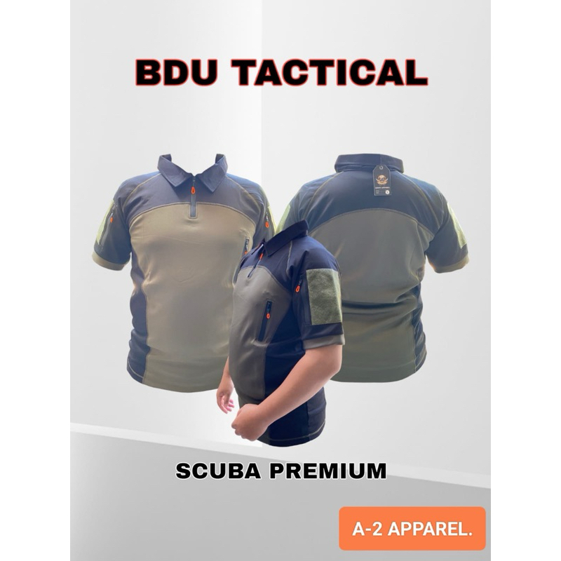 BDU Tactical Scuba Hijau Kombinasi Hitam / BDU Combat Shirt Bahan Scuba