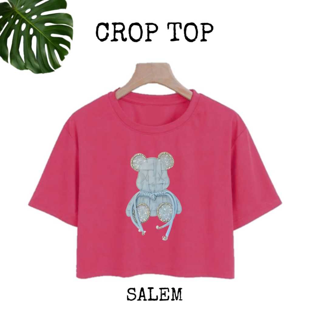 KOI - Crop Top Atasan Kaos Wanita - Crop Top Wanita BEAR Full Colour