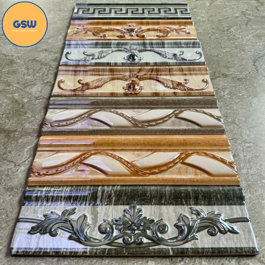 List Keramik Dinding Timbul 9x30cm Import Aneka Rupa / List dinding import / Lis keramik dinding