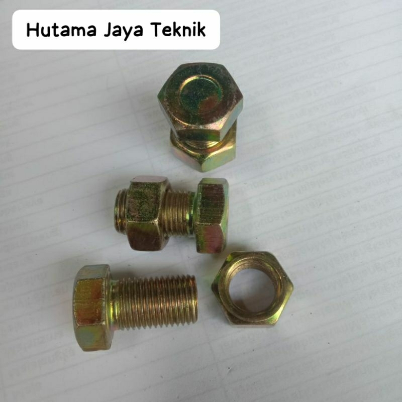 Baut Mur M12x20mm 12mm Panjang 2 cm 20 mm drat halus p 1.25 kuncian 17 an