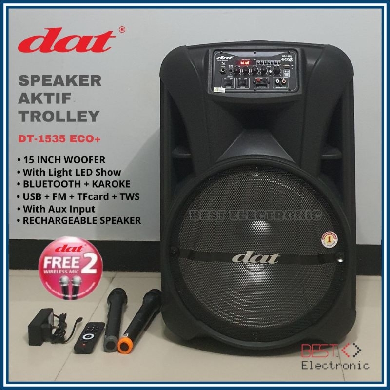 SPEAKER AKTIF TROLLEY 15 INCH DAT DT 1535 DT1535 DT-1535 ECO+ BLUETOOTH