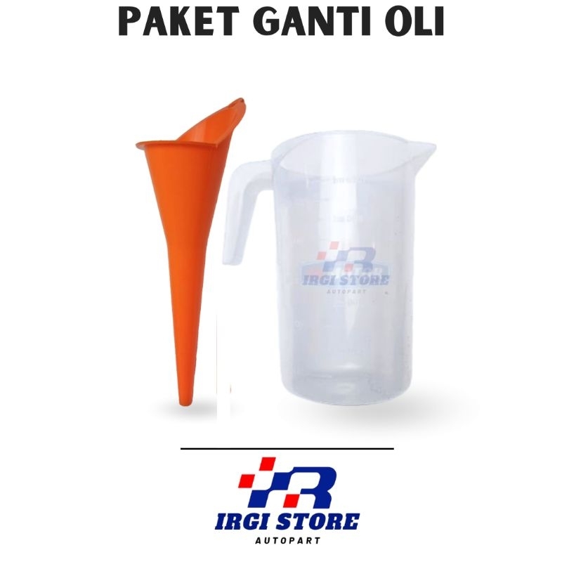 Paket hemat CORONG+TAKARAN Oli/Minyak Takaran 1000 ml/ 1 liter.