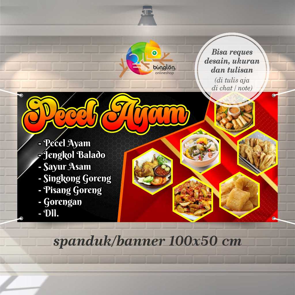 Spanduk Banner Pecel Ayam Free Custom Desain