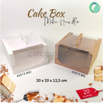 

Cake Box White Kotak Kue Putih 20x20x12,5cm Mika Handle 10 PCS