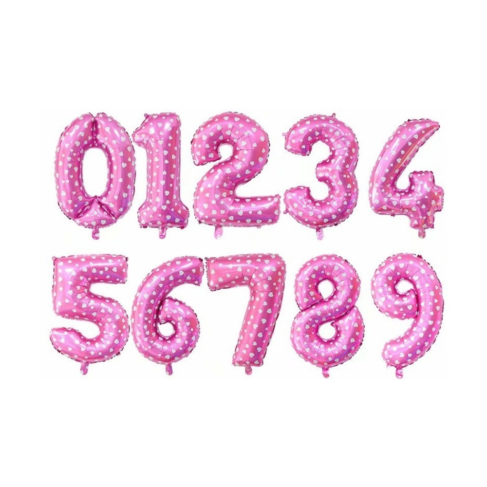 LekaPeka - BALON ANGKA 40 CM PINK - Balloon Foil Ballon Alphabet Pesta Ulang Tahun Happy Birthday Al