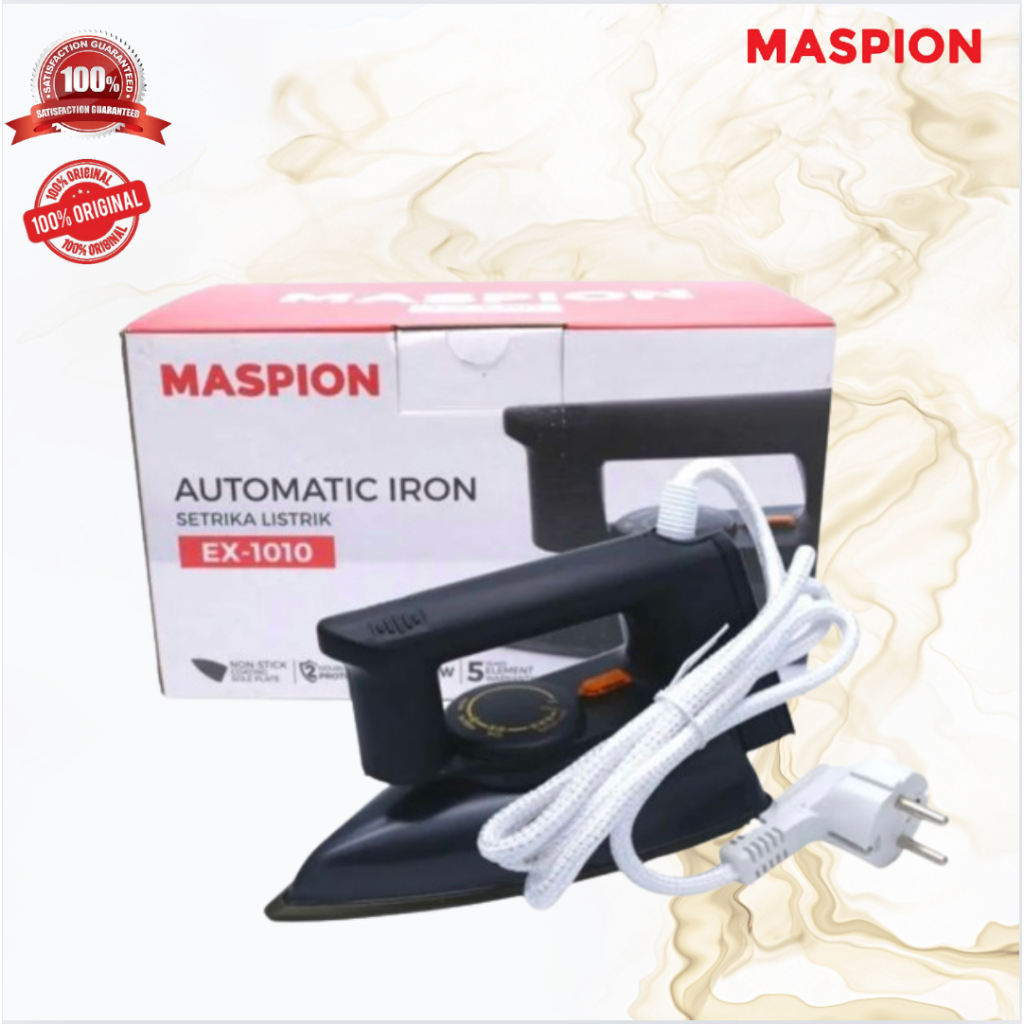 SETRIKA MASPION EX 1010 HITAM SETRIKA LISTRIK/EX1010/EX-1010/EX1010HITAM/SETRIKA LISTRIK NON STICK/A