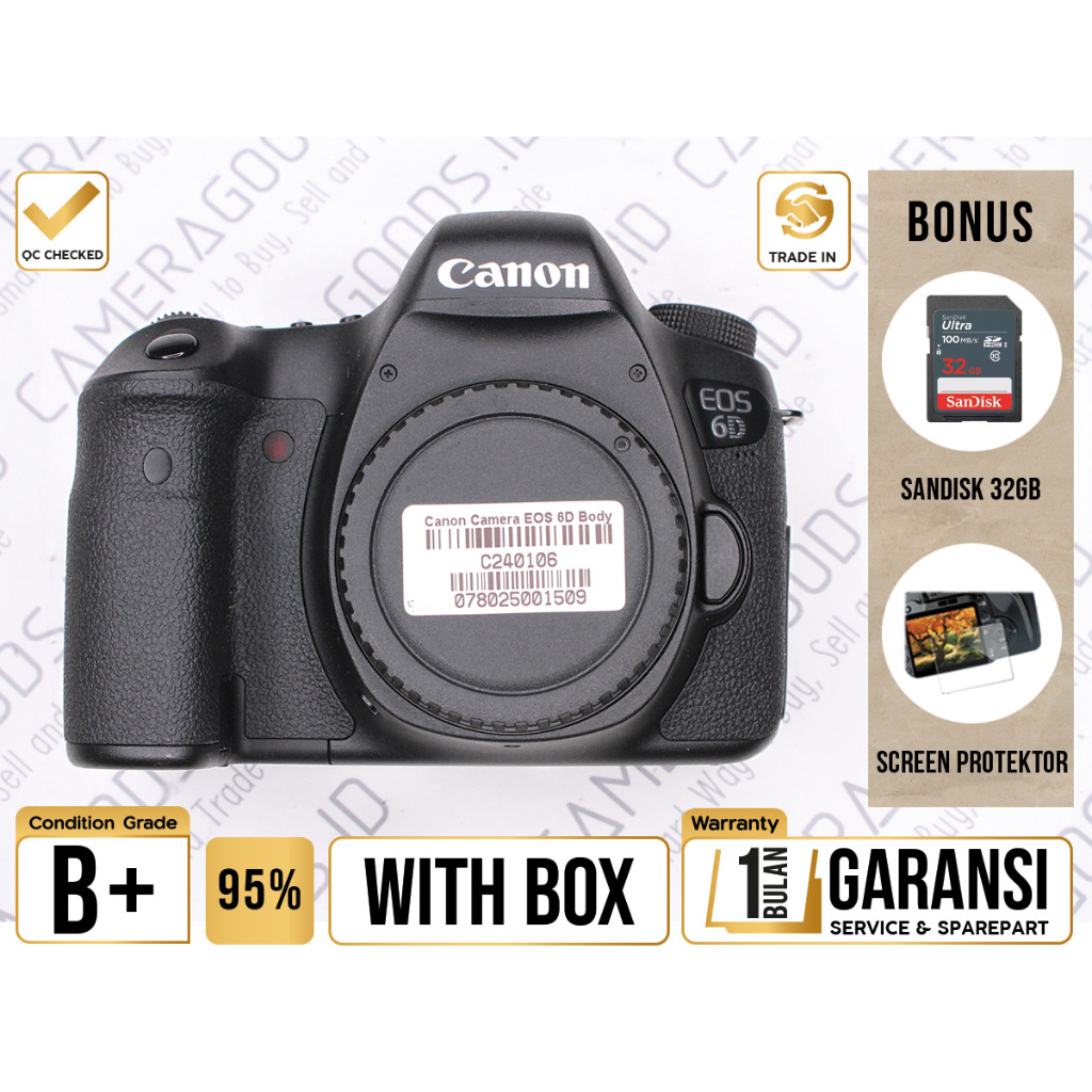 Canon Camera EOS 6D 6 D WIFI DSLR Full Frame Body Only Kamera Profesional Digital SLR Used Second Mu