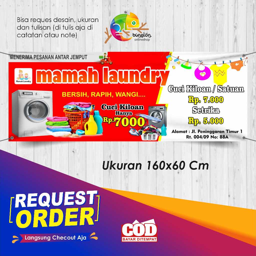 Spanduk Banner Laundry Free Custom Desain