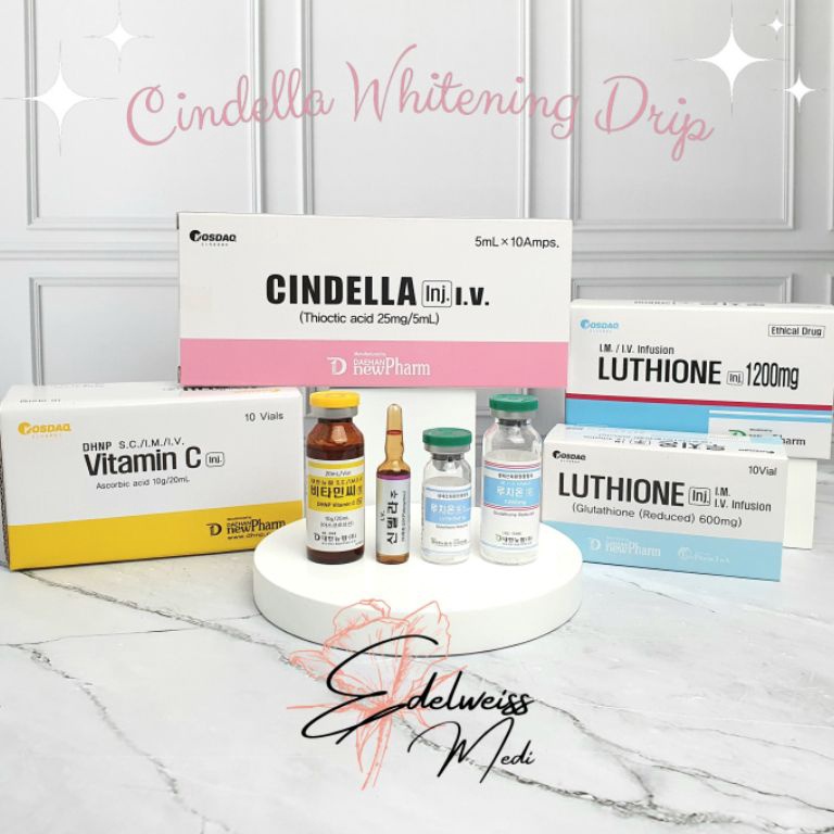 CINDELLA 12mg 6mg Infus Whitening Korea ECER 1 SET  Drip Glutathione Pemutih Badan Original Pencerah