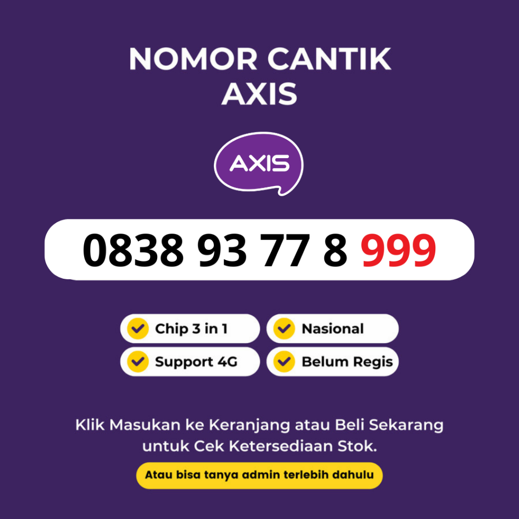 Nomor Cantik Axis 11 Digit Murah dan Rapi Support 4G LTE - Kartu Perdana Axis 11 Digit AA BB CC