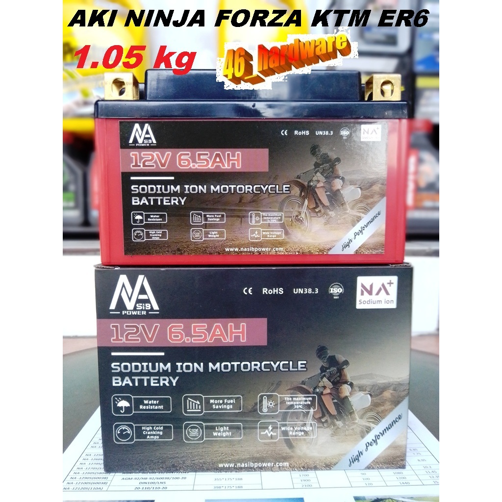 AKI NANO BATTERY NA+ YTX7A 12V 6.5Ah CCA 160 1kg SODIUM ION RINGAN NINJA250 ZX25R FORZA DJANGO BENEL