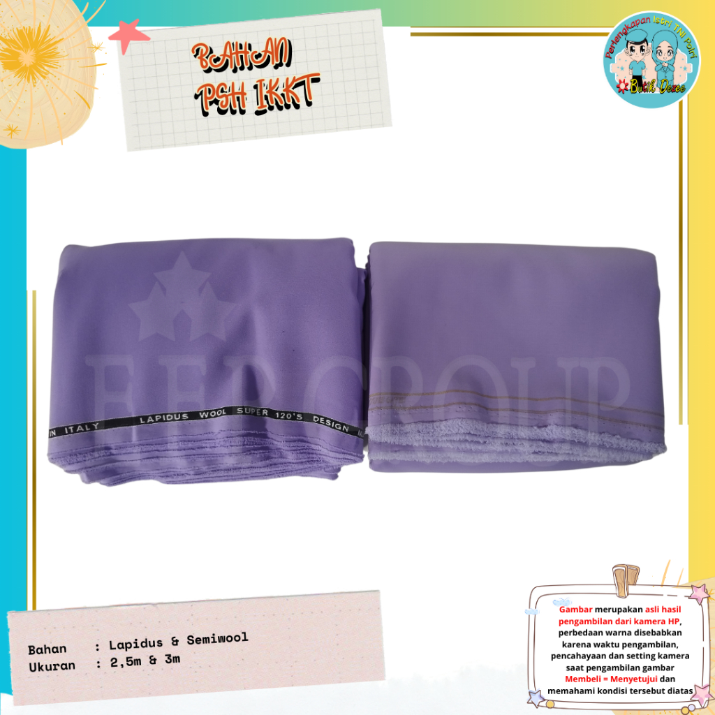 (READY STOK..) BAHAN PSH/PSL IKKT LAPIDUS / SEMIWOOL