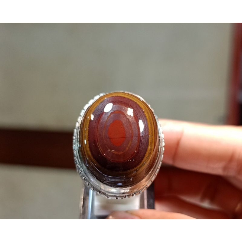 Cincin Batu Puser bumi/ati ayam merah asli batu alam(NATURAL)