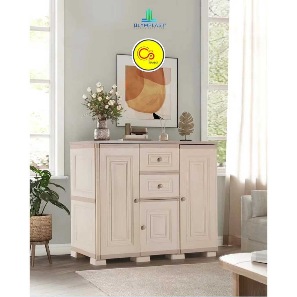 OTC Credenza Modern Classic Olymplast Mewah TV Cabinet Bopet Anti Rayap Banjir Sideboard