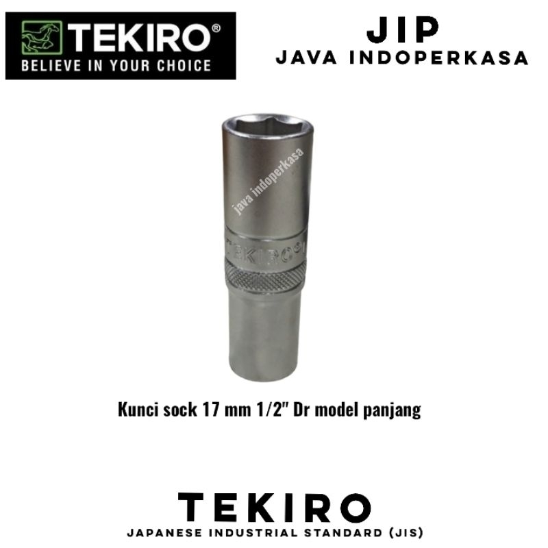 mata kunci shock 17 mm 1/2" Dr model panjang TEKIRO deep wall socket