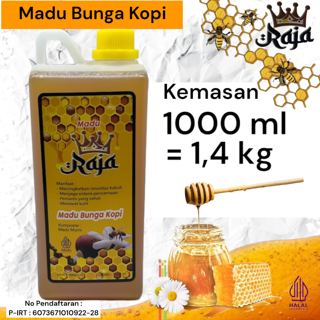 

Madu Raja Bunga Kopi 100% Murni Tampa Campuran Kemasan 1000 Ml