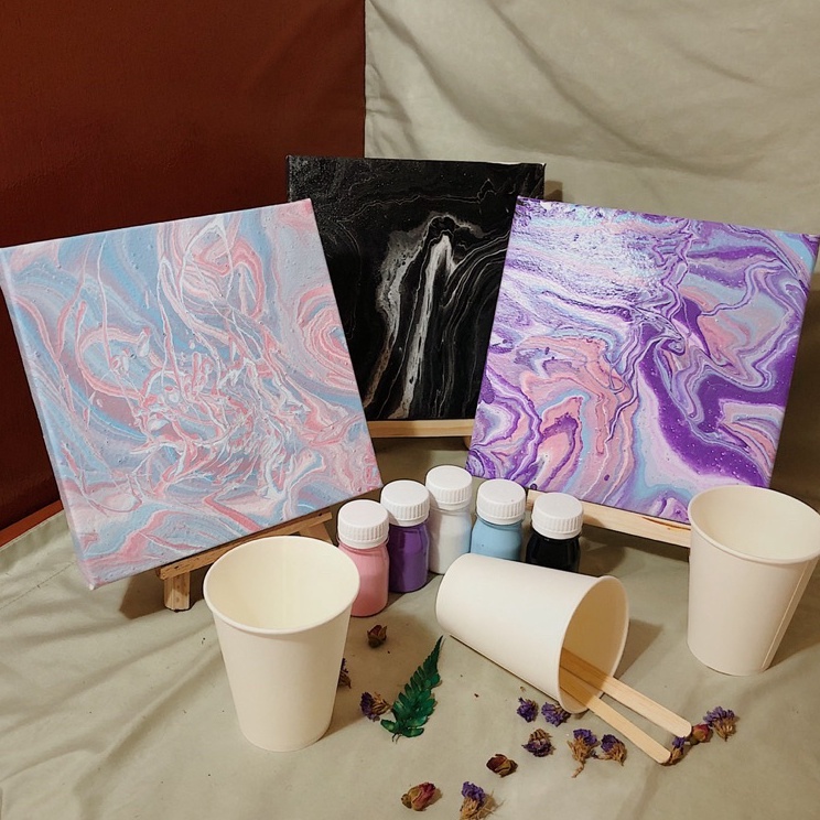 

DIY Acrylic Pouring Art by Sweetie Seasons Termasuk Easel Pouring Paint Art DIY Pouring Kit DIY Painting Kit Painting Set Do It Yourself
