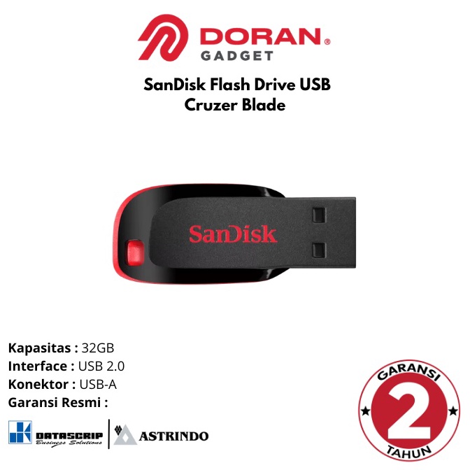 KODE L33E Flashdisk Flash Disk 32GB 32 GB Sandisk Blade CZ5  Garansi 2 Tahun
