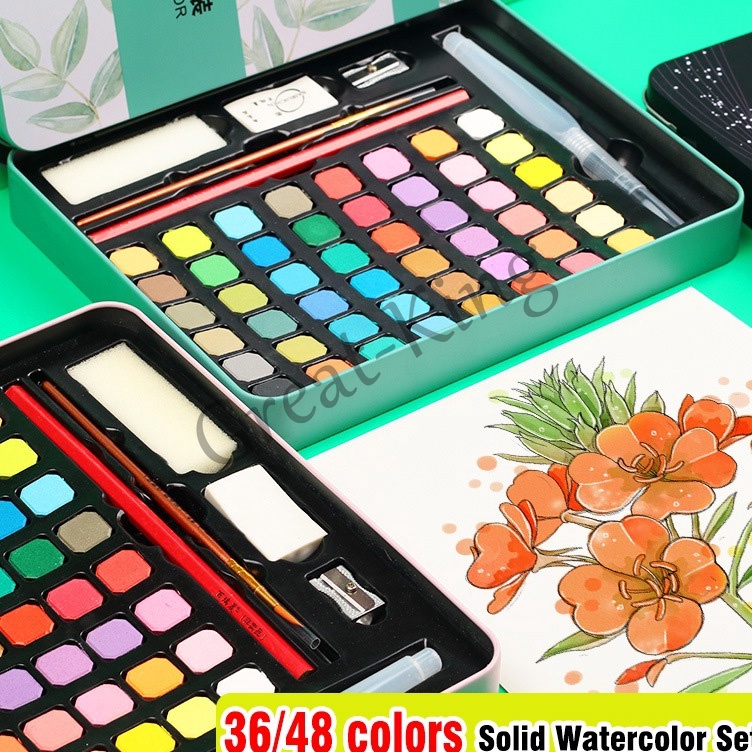 

3648 cat air Watercolor set Set Alat Cat Air termasuk kuas dan kes gambar