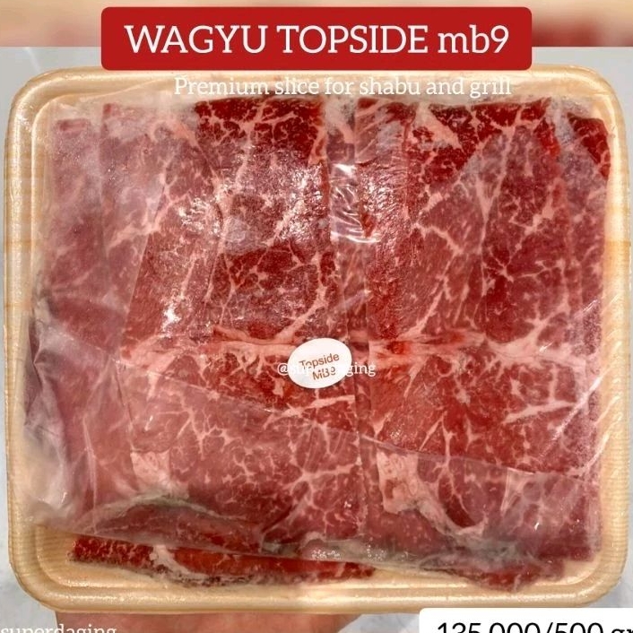 

Premium WAGYU TOPSIDE SLICE - mb9 ! Best for Shabu, grill and Stir Fry ! FRESH SLICE EVERYDAY !