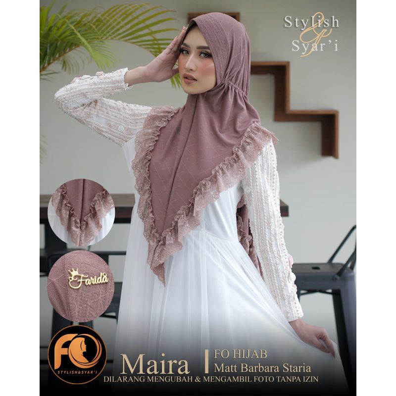Jilbab instan Maira bergo renda serut belakang cantik by FO Hijab wanita muslim