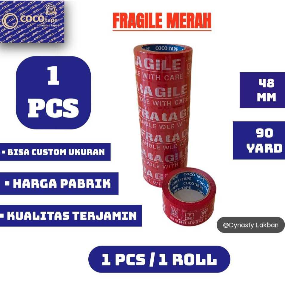 

lakban fragile 90 y 1 slop isi 6 +bonus 4 rol