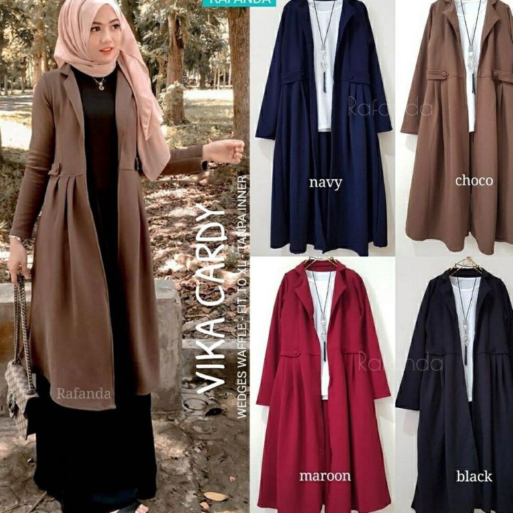 vika cardy cardigan wanita muslim modis bahan wedges waffle fit to XL LD 9811