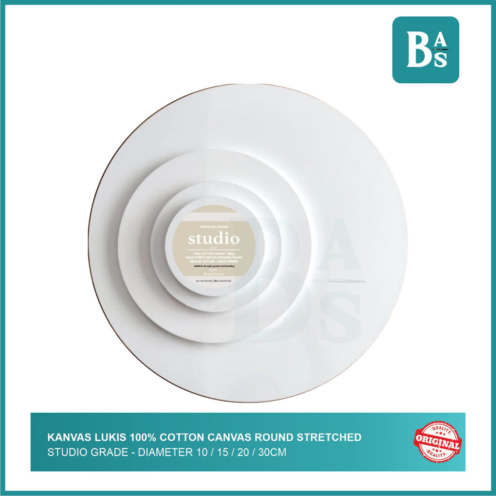 

Bali Art Supplies - Kanvas Lukis Cotton Studio Grade - Round Stretch - Diameter 10/15/20/30cm