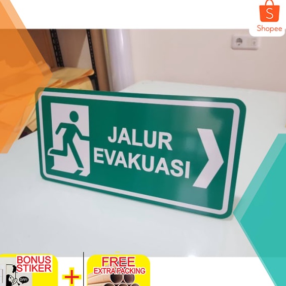 

Plang Papan Rambu Jalur Evakuasi Plat Aluminium 4x2cm Elegan