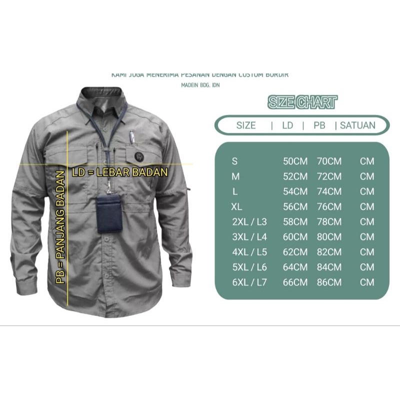 Kemeja taktikal panjang bordir custom