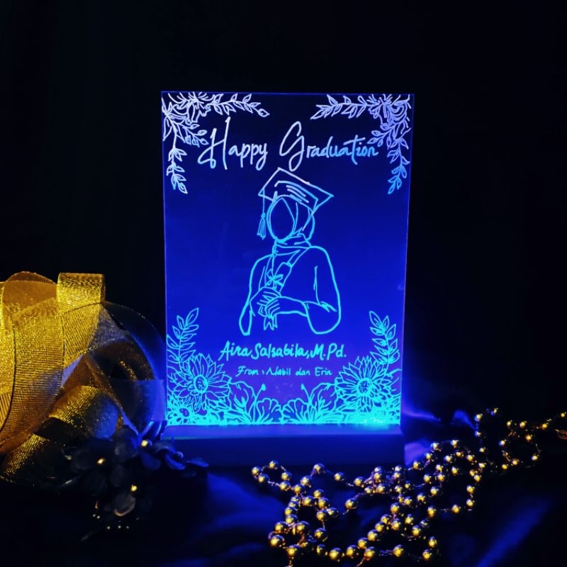 

Paket Hampers/Gift Box/ Kado/ Pajangan | Acrylic Custom Unik + Lampu LED