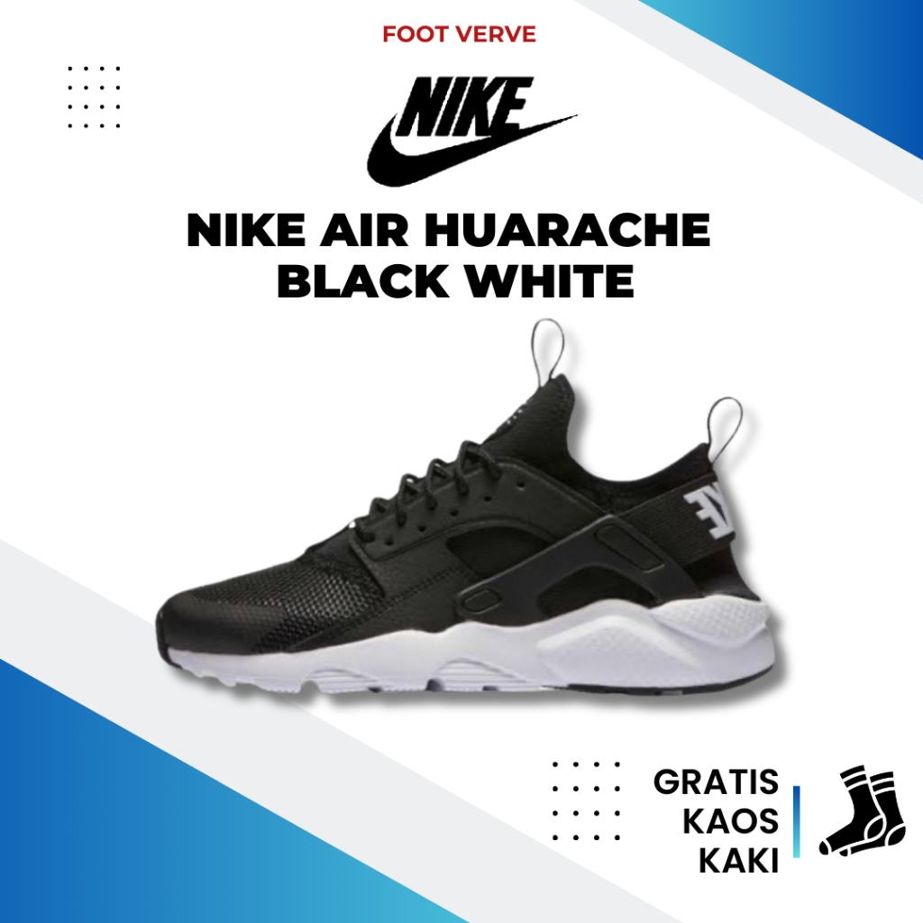 Sepatu Sneakers Nike Air Huarache Black White