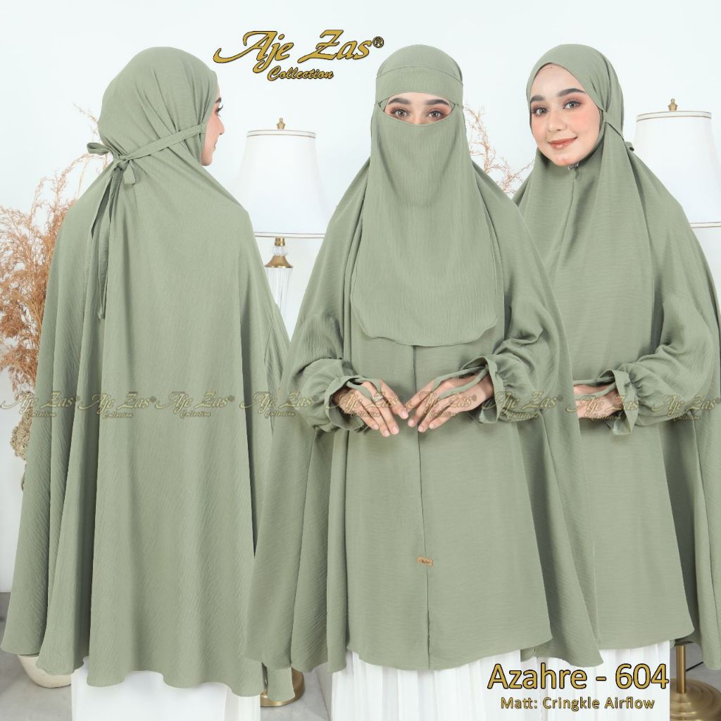 AJE ZAS - Hijab/Kerudung/Khimar Tali Jumbo Tanpa Pet Kode-AZAHRE Matt Crinkle