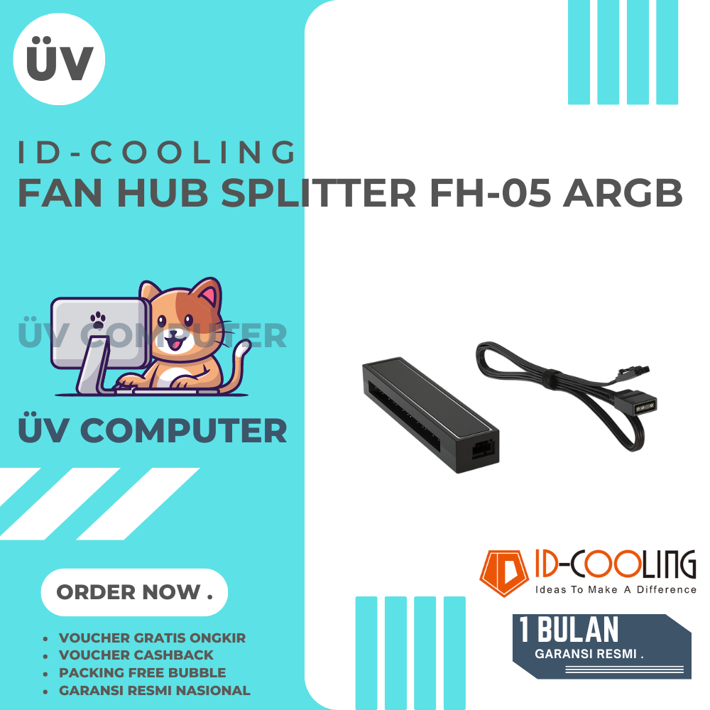 ID-Cooling IdCooling FH-05 FH05 ARGB 3Pin Fan HUB Splitter 5 Port ARGB RGB