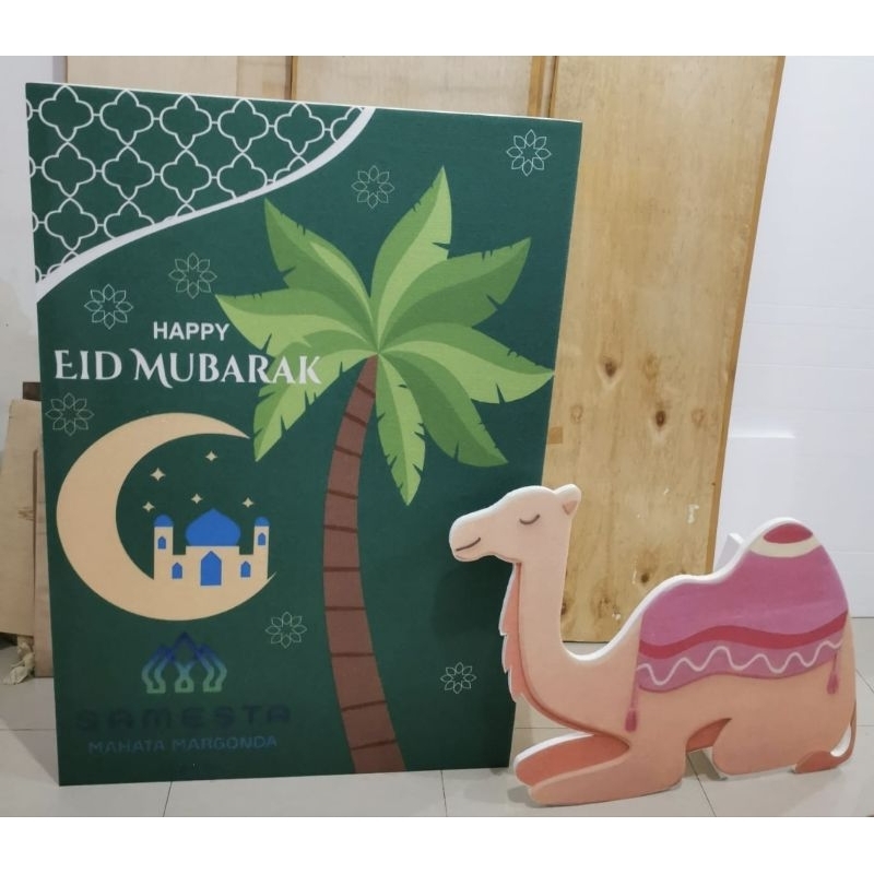 STANDING BACKDROP BANNER SPANDUK RAMADHAN KAREEM UNTA ONTA BEDUG POHON KURMA HARI RAYA LEBARAN EID M