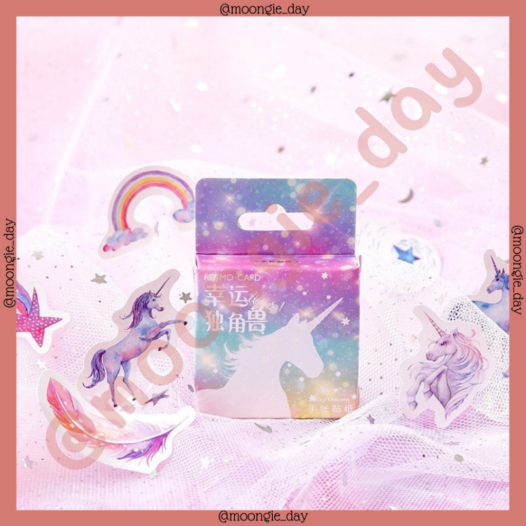 

45-46 PCS/BOX STIKER KERTAS TEMA PURPLE PINK UNICORN UNGU FANTASY BULLET JURNAL DIY DIARY JOURNAL STICKERS LAESTHETIC LUCU MURAH