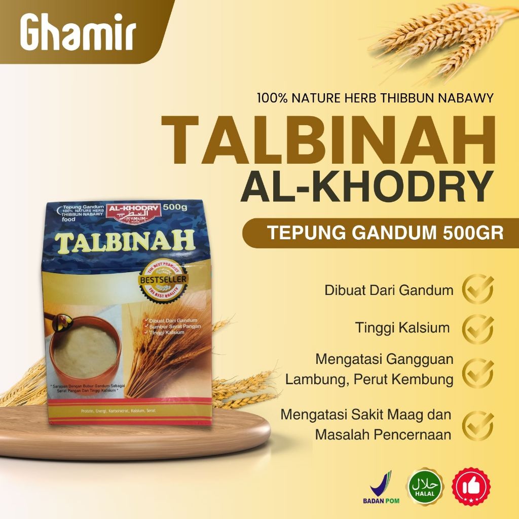 

Talbinah Al Khodry Tepung Gandum 500gr - Bubur Gandum Talbinah Mengatasi Lambung Maag Gangguan Pencernaan