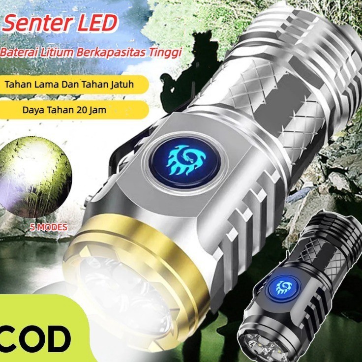 CODLampu Senter Led Senter Senter Super Mini Jarak Jauh 1M 5 Mode Nyala Dapat Senter Super Mini Jara