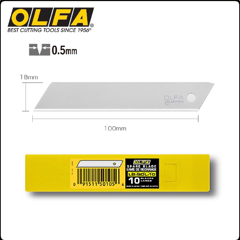 

OLFA Refill Pisau Cutter Polos 18mm LBSOL1 1pcspack Solid Blade