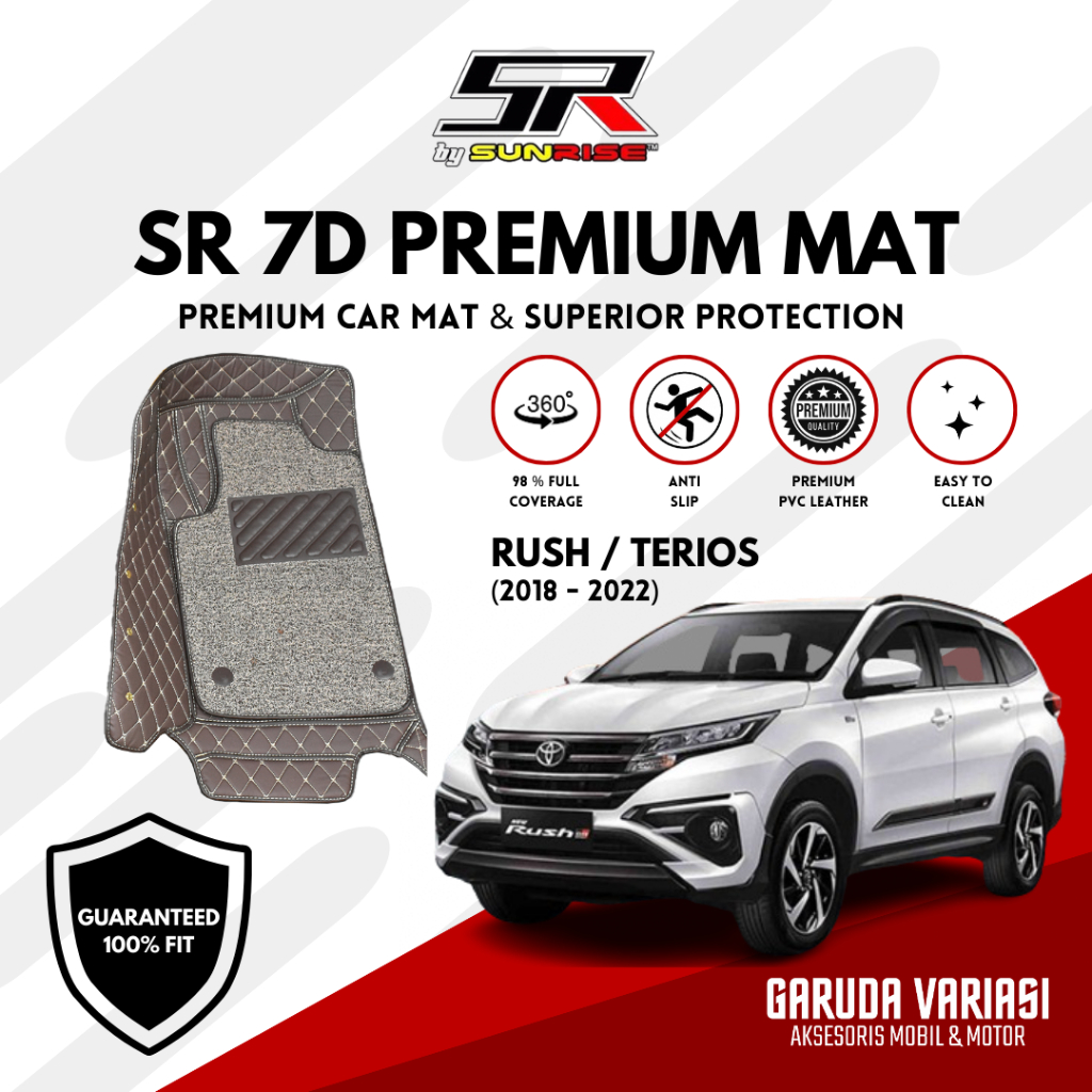 Karpet Mobil 7D Premium Mat All New Rush Daihatsu Terios 2018-2022 Bonus Karpet Mie
